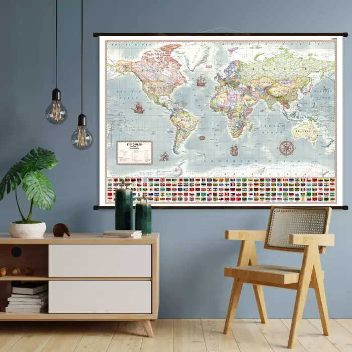 Aranż - Świat polityczny - mapa ścienna stylizowana wersja angielska, 1:30 000 000, ArtGlob